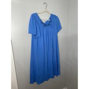 Vintage Nightgown Silky Nylon by Shadowline 1X ROYAL BLUE Petals Collection